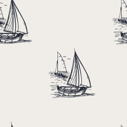 Musselin Segelboote - creme/dunkelblau