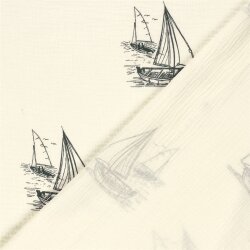 Musselin Segelboote - creme/dunkelblau