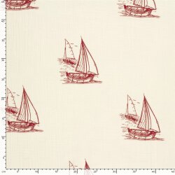 Musselin Segelboote - creme/rot