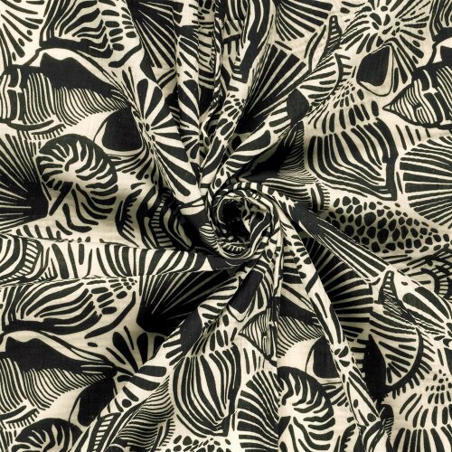 Musselin Muschelkunst - creme/dunkelblau