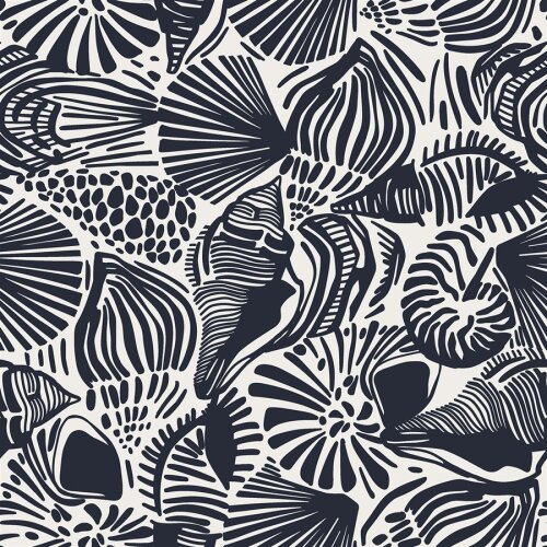 Musselin Muschelkunst - creme/dunkelblau