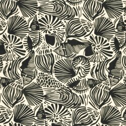 Musselin Muschelkunst - creme/dunkelblau