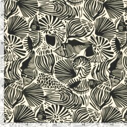 Musselin Muschelkunst - creme/dunkelblau