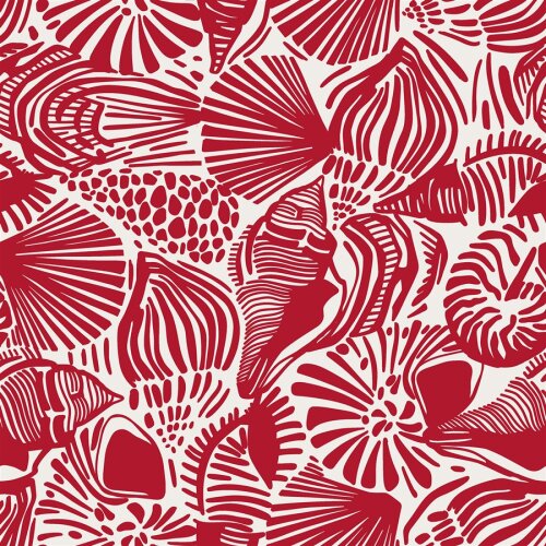 Musselin Muschelkunst  creme/rot