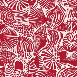 Musselin Muschelkunst  creme/rot