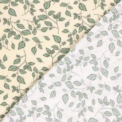 Musselin Blätterregen - beige/salbei