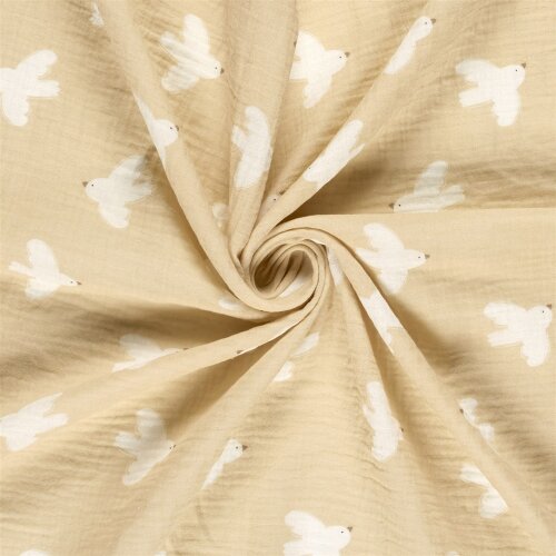 Musselin weiße Tauben - hellbeige