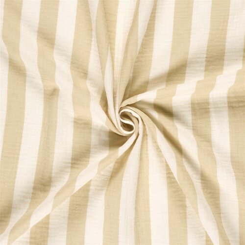 Musselin Streifen - beige/creme
