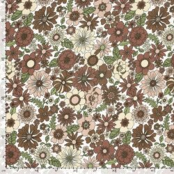 Musselin Blütenvielfalt - creme/altrot