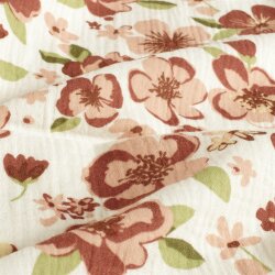 Musselin Blüten - creme/antikpink