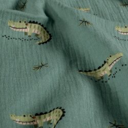 Musselin Krokodile - hellindigo