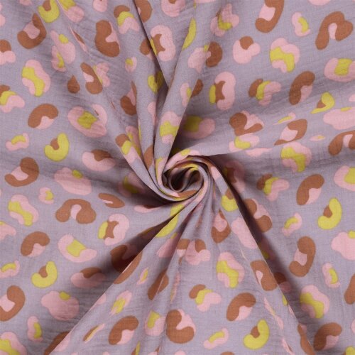 Musselin XXL Leotupfen - lavendel