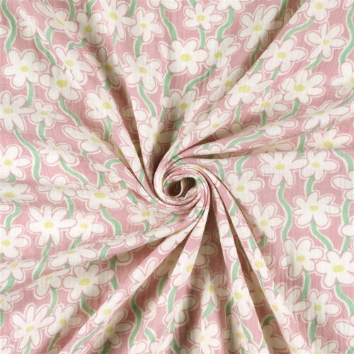 Musselin Blumen Aufgereiht - hellrosa