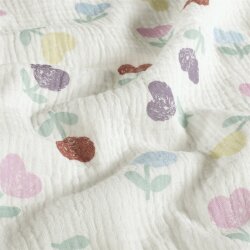 Musselin bunte Herzblumen - creme