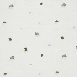 Musselin Krokodil & Nilpferd - creme