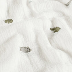 Musselin Krokodil & Nilpferd - creme