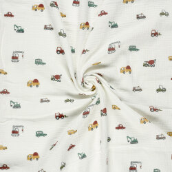 Musselin Fahrzeuge - creme