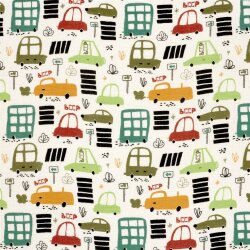 Musselin lustige Fahrzeuge - creme