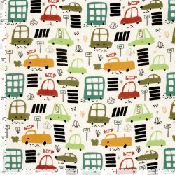 Musselin lustige Fahrzeuge - creme