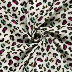 Musselin bunte Leotupfen - creme