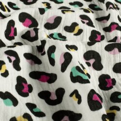 Musselin bunte Leotupfen - creme