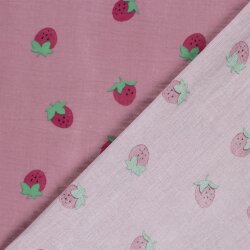 Musselin große Erdbeeren - hellpink