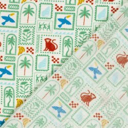 Musselin tropische Bilder - creme