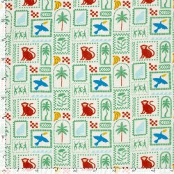 Musselin tropische Bilder - creme