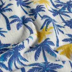 Musselin Palmen - creme/blau
