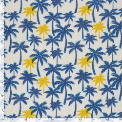 Musselin Palmen - creme/blau