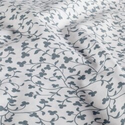 Baumwollpopeline Florale Ranken - creme/schattenblau