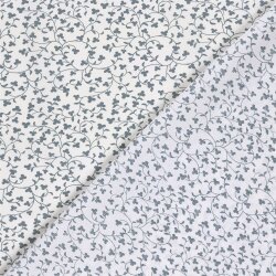 Baumwollpopeline Florale Ranken - creme/schattenblau