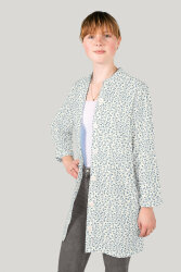 Baumwollpopeline Florale Ranken - creme/schattenblau