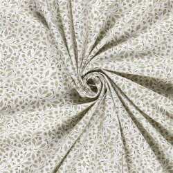 Baumwollpopeline Florale Zweige - creme/salbei