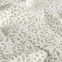 Baumwollpopeline Florale Zweige - creme/salbei