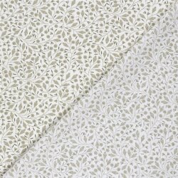 Baumwollpopeline Florale Zweige - creme/salbei