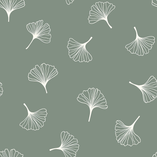 Baumwollpopeline Ginkoblätter - salbei