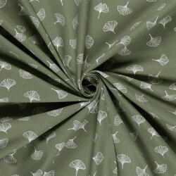 Baumwollpopeline Ginkoblätter - salbei