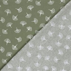 Baumwollpopeline Ginkoblätter - salbei