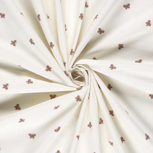 Baumwollpopeline Schmetterlinge - creme/hellmalve