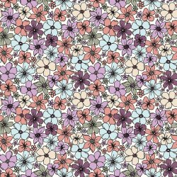 Baumwollpopeline bunter Blütenregen  - creme