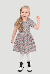 Baumwollpopeline bunter Blütenregen  - creme