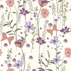 Baumwollpopeline schöne Blumen & Schmetterlinge...