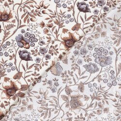 Baumwollpopeline schöne Blumenranken - creme