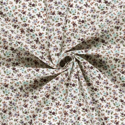 Baumwollpopeline kleine Schnittblumen - creme
