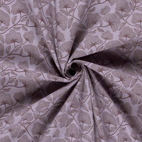 Baumwollpopeline große Blumenranken - lavendel