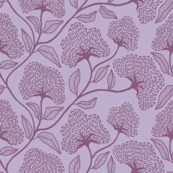 Baumwollpopeline große Blumenranken - lavendel