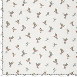 Baumwollpopeline bunte Kolibris - creme