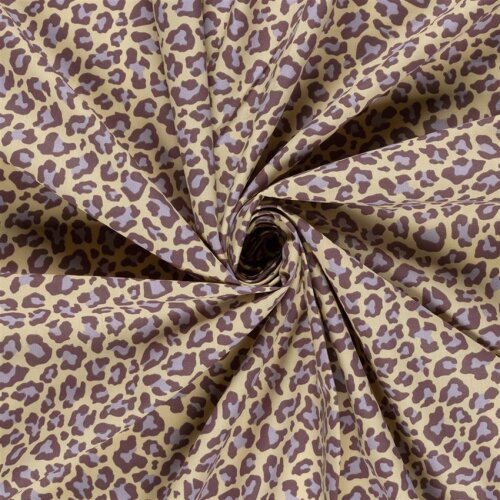 Baumwollpopeline Leo - cremebeige/lila