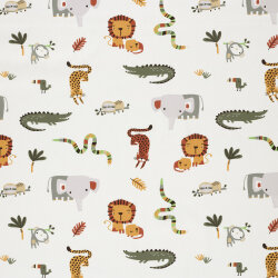 Baumwollpopeline bunte Zootiere - creme